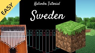 Sweden  C418  Kalimba Tutorial Easy [upl. by Esyli]