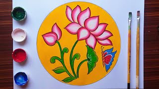 kamal ka phool kaise paint karen how to draw amp pent lotus flower step by step lotus [upl. by Gasper605]