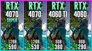 RTX 4070 SUPER vs RTX 4070 vs RTX 4060 TI vs RTX 4060  Test in 20 Games [upl. by Anatsirhc]