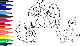 Charmander Charizard amp Charmeleon  Pokemon Colouring Pages  pokemon coloringpages [upl. by Wiencke]