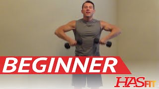 15 Minute Beginner Weight Training  Easy Exercises  HASfit Beginners Workout Routine  Strength [upl. by Akceber]