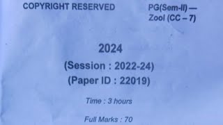 PG Msc ZOOLOGY SEMESTER  2 CC  7 Session  2022 to 24 Previous year question paper BRABU [upl. by Finbar92]