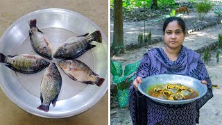 Tilapia Fish Gravy Cooking Recipe by Village Food Life [upl. by Sherry]