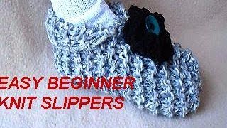 HOW TO KNIT SLIPPERS BEGINNER LEVEL easy unisex slippers to knit [upl. by Beverle186]