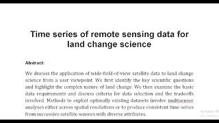 Time series of remote sensing data for land change science [upl. by Halli]