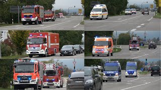 JAHRESHAUPTÜBUNG Einsatzfahrten Feuerwehren Rettungsdienst und THW zur Übung [upl. by Naujat]