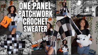 how to crochet one panel patchwork square sweater easy and comfy [upl. by Whorton]