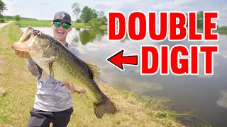 Catching a DOUBLE DIGIT Bass Bank Fishing [upl. by Orsay]