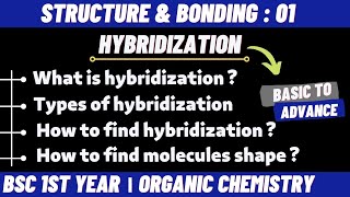 Hybridization and its types  Structure and bonding  Bsc 1st year chemistry  by Chemboost [upl. by Aitnom351]