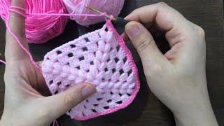 BEAUTIFULL ‼️incredibly easy square motif ✅ crochet knitting pink motif ￼✅ CROCHET MOTİF WORLD [upl. by Rexanne]