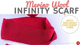 Merino Wool Infinity Scarf  Double Seed Skip Stitch Red Heart Chic Sheep Yarn  Pebble Stitch [upl. by Rebmaed710]