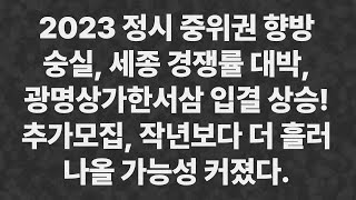 2023 정시 숭실 세종 경쟁률 폭등으로 중위권 입결 상승 추가 모집 인원수 늘어날까 [upl. by Desdamonna]