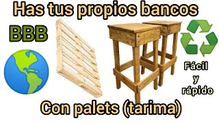 cómo hacer bancos o taburetes con palets fácil y rápido [upl. by Atsok]