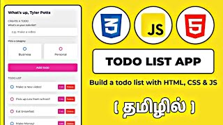 ToDo List App Making in Tamil  Learn Full Stack Web Development  Learn From Scratch [upl. by Fancy]