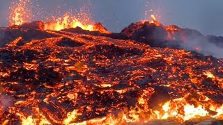 WATCH Lava flows out of Fagradallsfjall Volcano in Iceland [upl. by Ahsenyl]