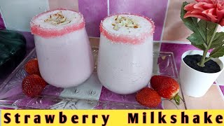 STRAWBERRY MILKSHAKE ll Fresh Strawberry Milkshake ll Strawberry [upl. by Sevart261]