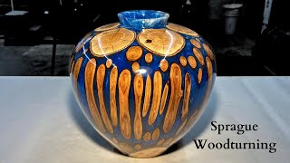 Woodturning  Beautiful Branchy Blue Bombshell [upl. by Mailiw]