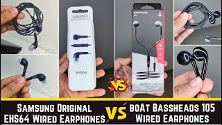 Samsung Original EHS64 vs boAt Bassheads 105 Wired Earphones Mic test  detail comparison [upl. by Fidel205]