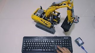 PC Keyboard Full RC LEGO Power Functions 8043 Motorized Excavator by Arduino and Processing [upl. by Sherar]