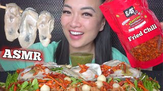 ASMR RAW OYSTER  FRIED CHILI EATING SOUNDS LIGHT WHISPERS  SASASMR [upl. by Draned631]