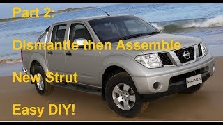 Nissan D40 Navara Frontier R51 Pathfinder Front Shock Strut Dismantle [upl. by Annaor]