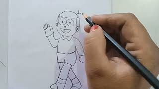 How to draw a nobita doraemon new drawing Very easy step by step [upl. by Delcine]