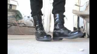 Black Leather Military Boots Made In USA [upl. by Narhet]