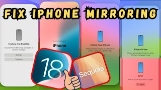 iOS 18 Fix iPhone Mirroring Not Working  MacOS Sequoia 151 [upl. by Aleinad]