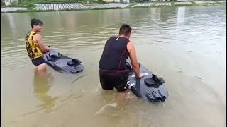 China FuelGas Power Jet Surfboards with Petrol Engine JF08 Personal Watercraft [upl. by Arec122]