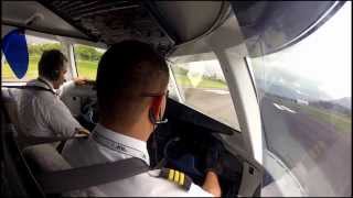 Dornier 328 Cockpit view  Visual approach runway 02 at Medellin Olaya Herrera Airport [upl. by Htebsle]