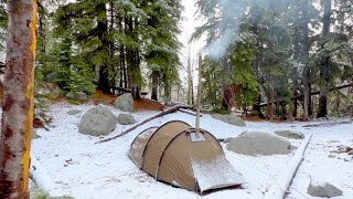 Fall Hot Tent Camping In Snow [upl. by Neliak]