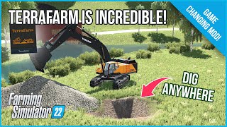 Dig ANYWHERE on ANY MAP in Farming Simulator 22 with the Amazing TerraFarm Mod [upl. by Kcub]