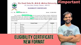 Eligibility certificate nee format  Dr MGR University  TN Medical Selection 2022 [upl. by Wycoff]