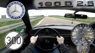 Mercedes Benz W201 190 D 25 TOP SPEED NO LIMIT AUTOBAHN GERMANY [upl. by Ancelin366]