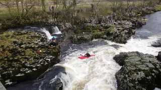 Kayaking Linton Falls Grassington Dec 2013  white water HD video [upl. by Marshal]