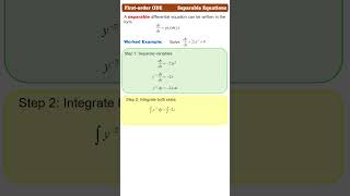 Firstorder ODE Separable Equations ordinarydifferentialequation [upl. by Jopa]