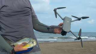 ¡Aventura de Pesca en la Playa con Dron Pescando Pámpano y Pez Ratón [upl. by Marigolda]