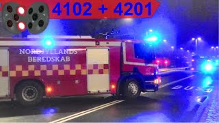 nordjyllands beredskab ÅLBORG BRAND PÅ SKOLE brandbil i udrykning fire truck respond 緊急走行 消防車 [upl. by Phip]