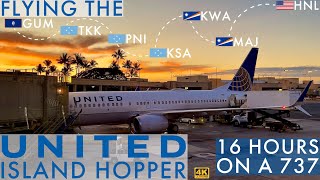 4K – Flying United’s Pacific Island Hopper – FULL EXPERIENCE – HNLMAJKWAKSAPNITKKGUM – UA154 [upl. by Schlenger]