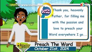 Rhapsody Of Realities for EARLY READERS Monday October 21 2024 Preach The Word [upl. by Harutek]