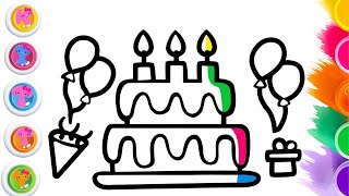 How To Draw Birthday Cake Easy 🎂🎨 Birthday Cake Drawing 💖🎂 [upl. by Ahsela]