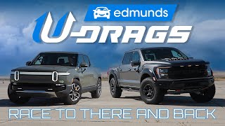 UDRAG RACE Rivian R1T vs Ford F150 Raptor R  Quarter Mile Handling amp More [upl. by Maxentia]