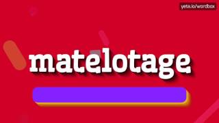 MATELOTAGE  HOW TO PRONOUNCE IT [upl. by Evelinn]