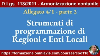 Armonizzazione DLgs 1182011  Allegato 41  Strumenti di programmazione p 2 2122024 [upl. by Corin129]