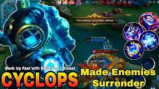 ENEMIES SURRENDERED Cyclops Best Build Fast Rotation Midlane Solo RANK  Build Top 1 Global  MLBB [upl. by Arramat]