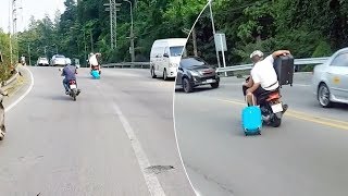 Carrying Suitcases To The Airport On Motorcycle [upl. by Abas]