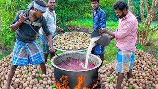 SAPOTA HALWA  Picking ripe sapotas from the tree and making sapodilla halwa in village [upl. by Rina525]