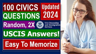 100 Civics Questions 2024 random order for US Citizenship Interview One Easy Answer [upl. by Scarface]