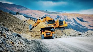 beautiful view of cat 6020 excavator loading cat 777 truck [upl. by Thin698]