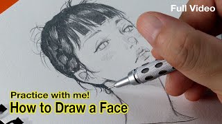 How to draw a Face  Practice with me  Full video [upl. by Acirtap]